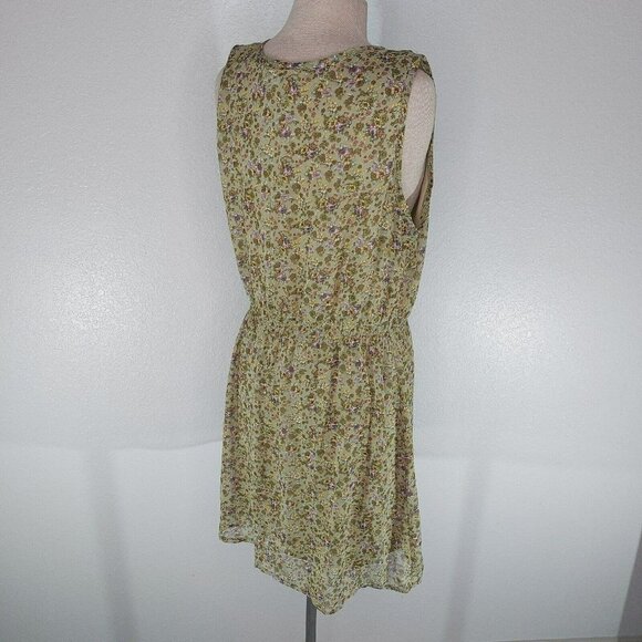 Mossimo Supply Co Womens XL Floral Dress Lined Olive Lavender Yellow Ruffle Top - Picture 6 of 14